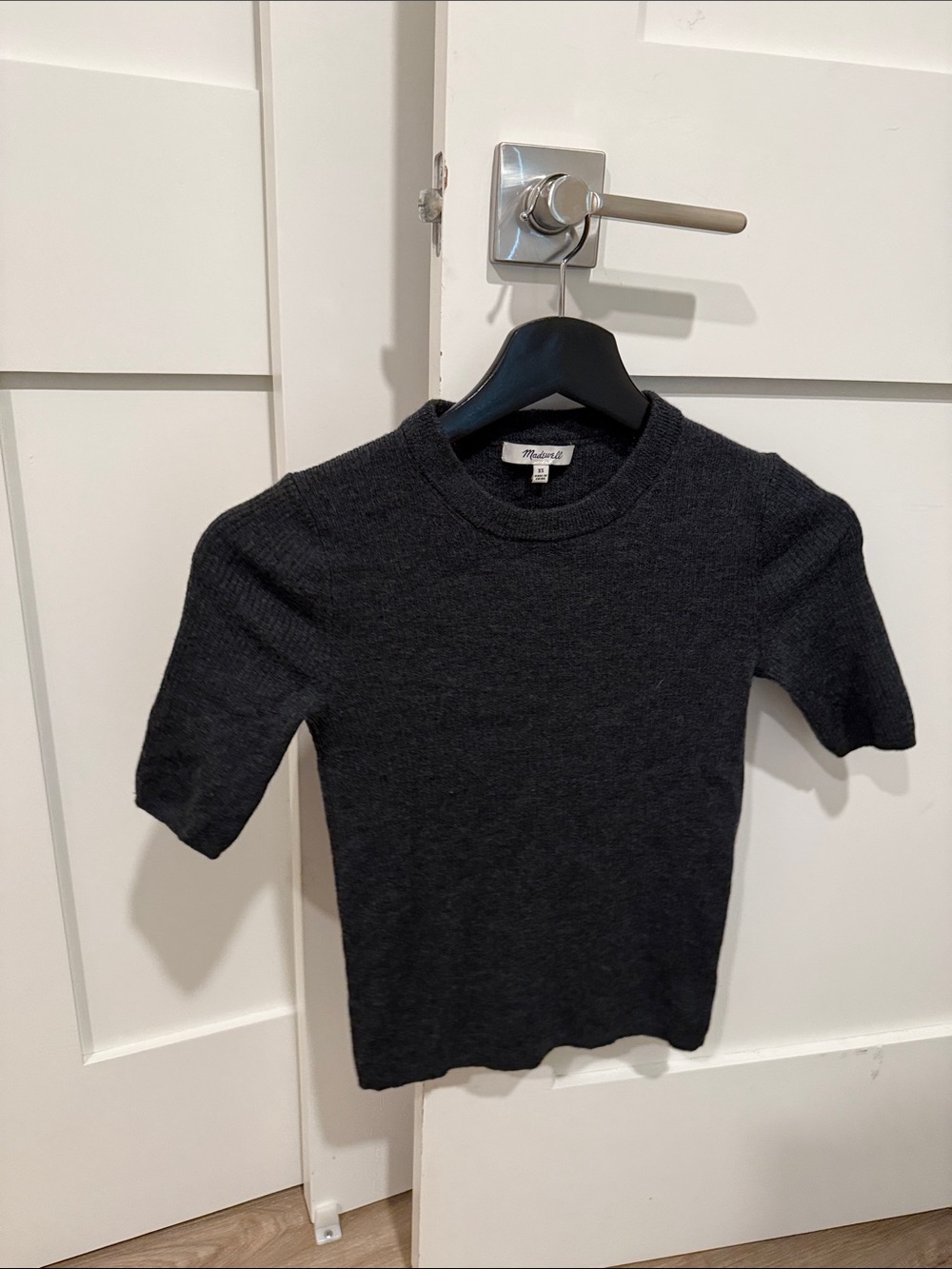Madewell Charcoal Short Sleeve Crew Sweater (Shrunk)